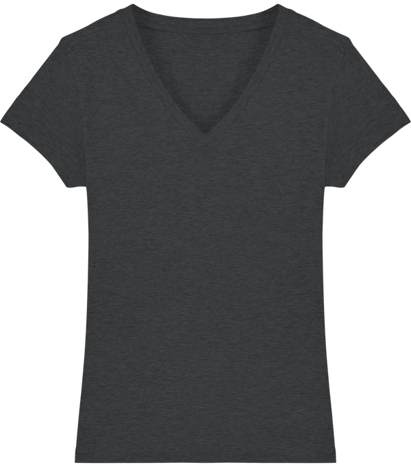 Tee shirt femme col v stella evoker face Dark Heather Grey