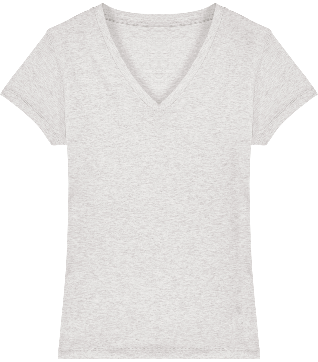 Tee shirt femme col v stella evoker face Cream Heather Grey