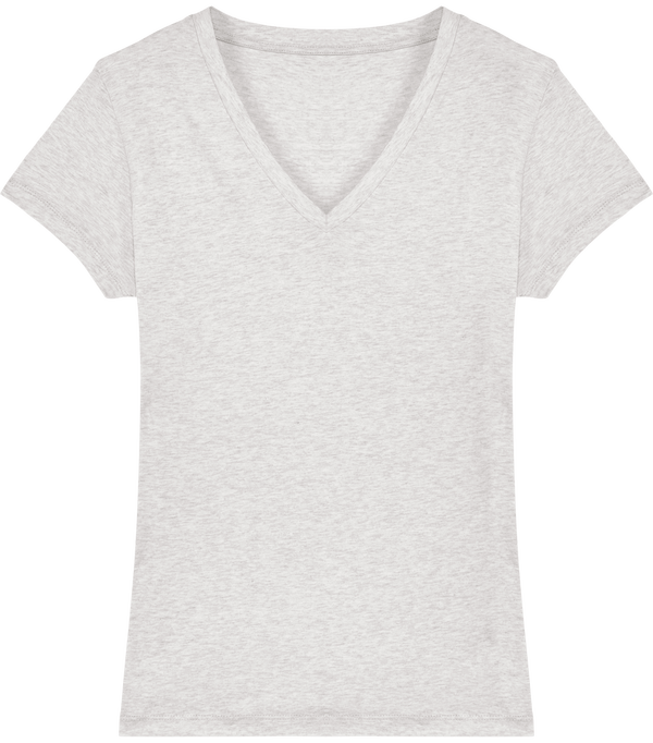 Tee shirt femme col v stella evoker face Cream Heather Grey