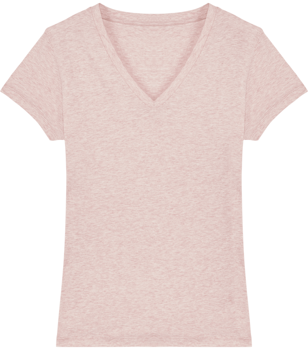 Tee shirt femme col v stella evoker face Cream Heather Pink