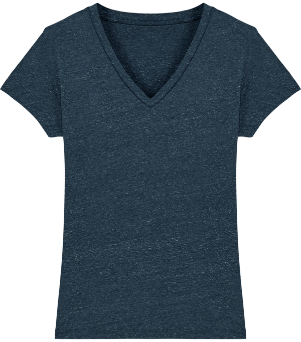 Tee shirt femme col v stella evoker face Dark Heather Denim