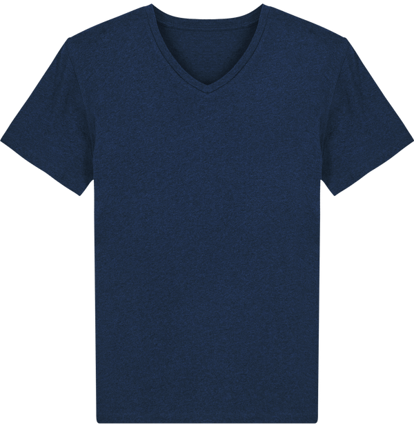 Tee shirt homme col v stanley presenter face Black Heather Blue