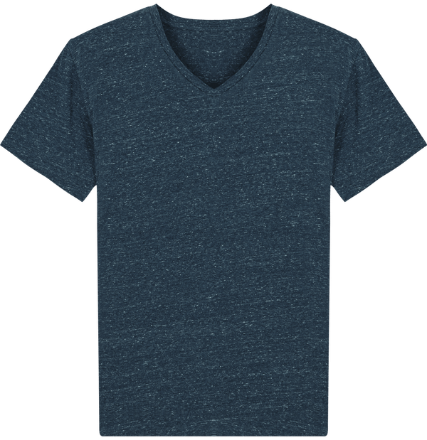 Tee shirt homme col v stanley presenter face Dark Heather Denim