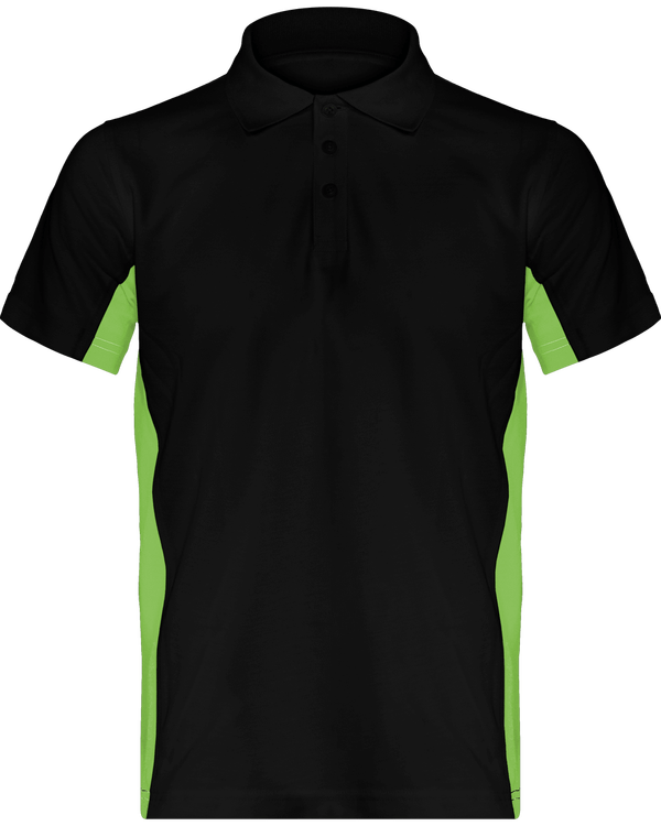 Polo bicolore manches courtes flag face Black / Lime