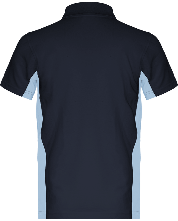 Polo bicolore manches courtes flag dos Navy / Sky Blue