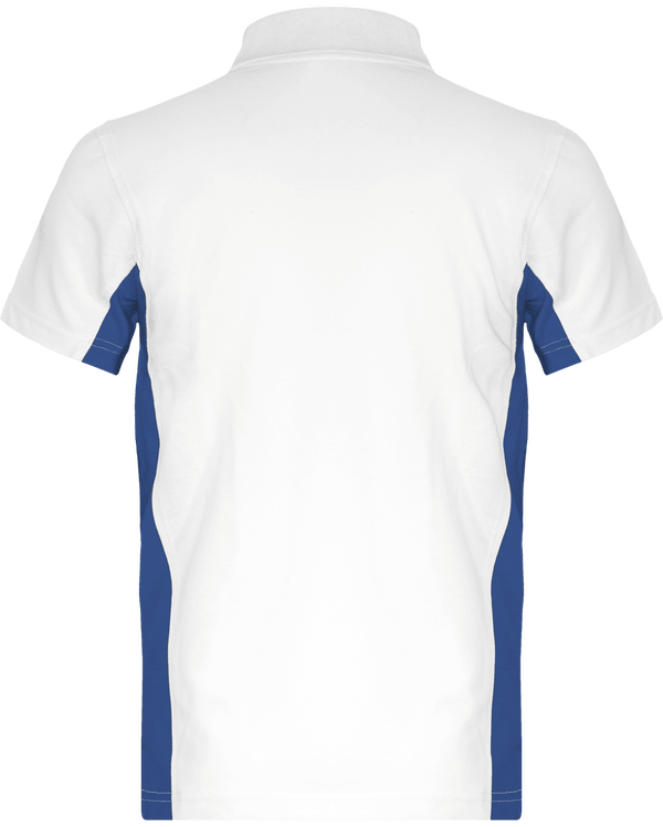 Polo bicolore manches courtes flag dos White / Royal Blue