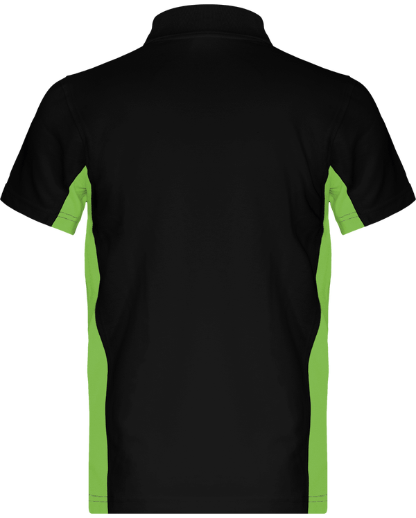 Polo bicolore manches courtes flag dos Black / Lime