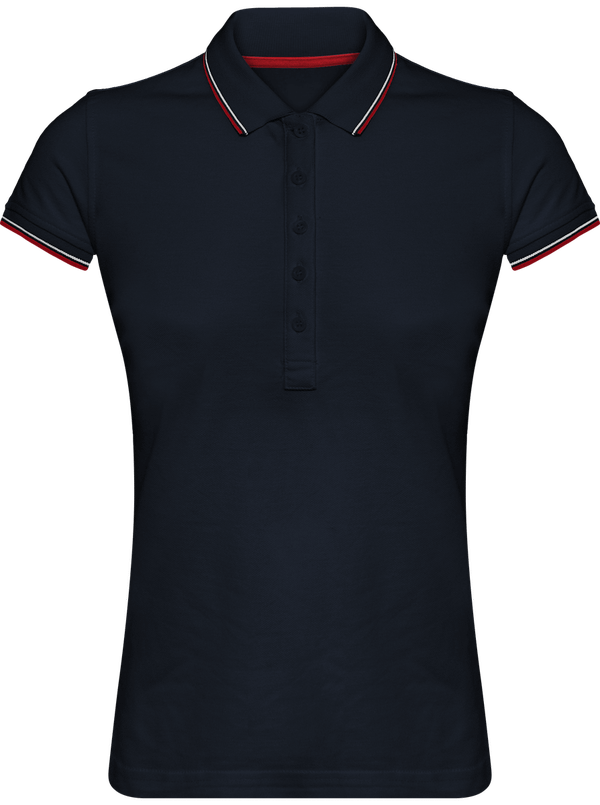 Polo Rayé Femme 100% Coton | Broderie Et Impression  Navy / Red / White