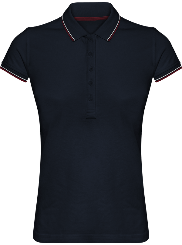 Polo Rayé Femme 100% Coton | Broderie Et Impression  Navy / Wine / White