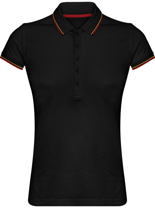 Polo Rayé Femme 100% Coton | Broderie Et Impression  Black / Red / Yellow