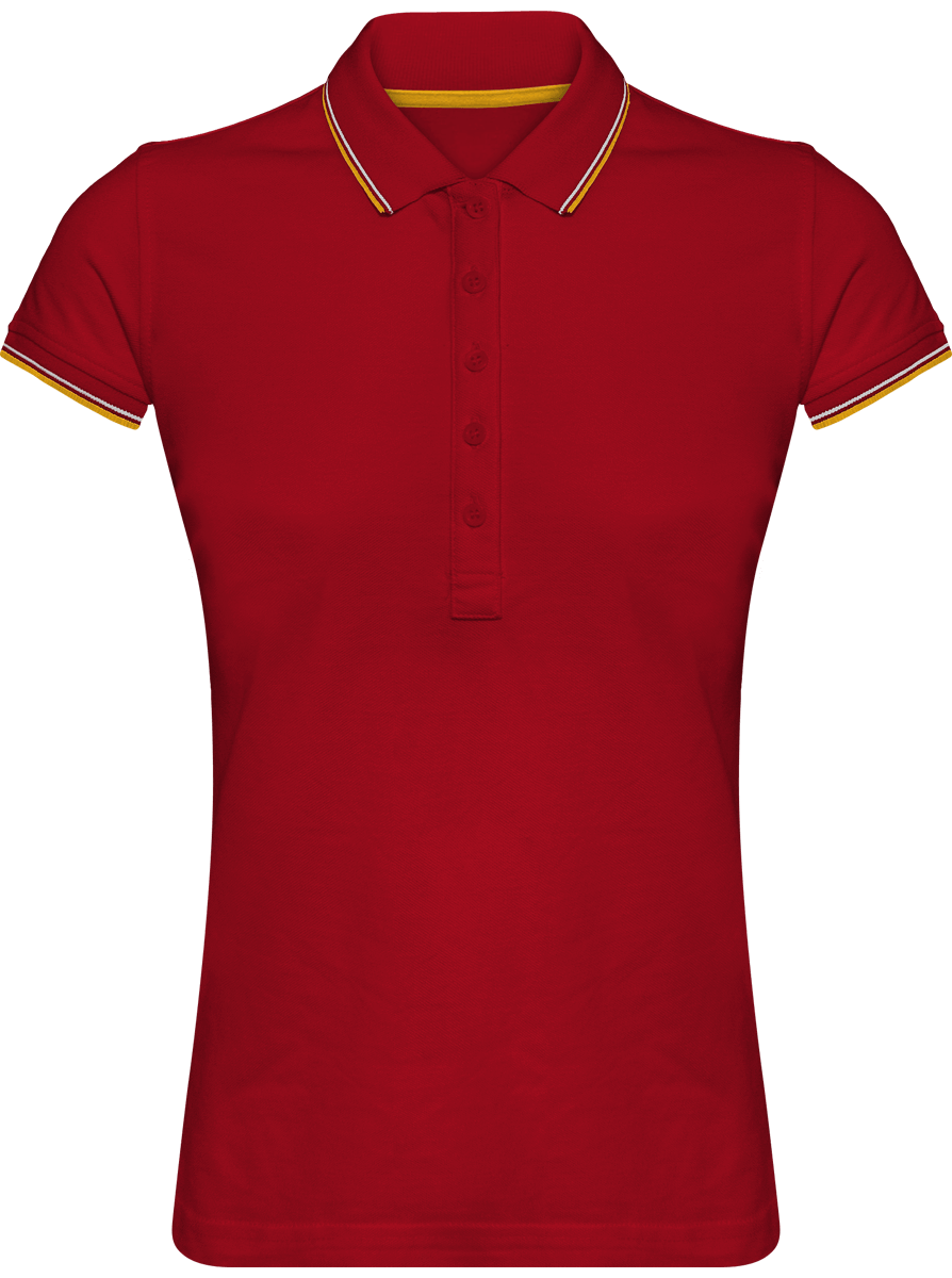 Polo Rayé Femme 100% Coton | Broderie Et Impression  Red / Yellow / White