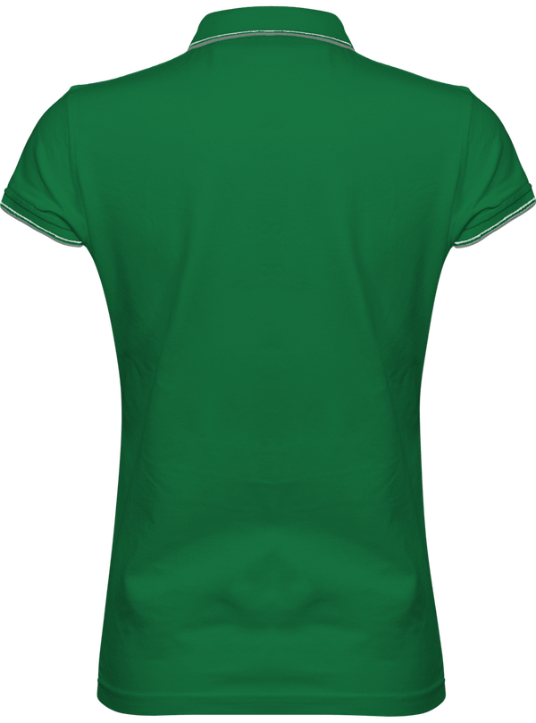 Polo maille piquee 2 bandes femme dos Kelly Green / Light Grey / White