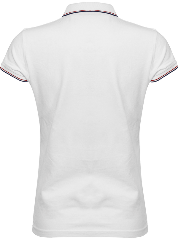 Polo maille piquee 2 bandes femme dos White / Navy / Red