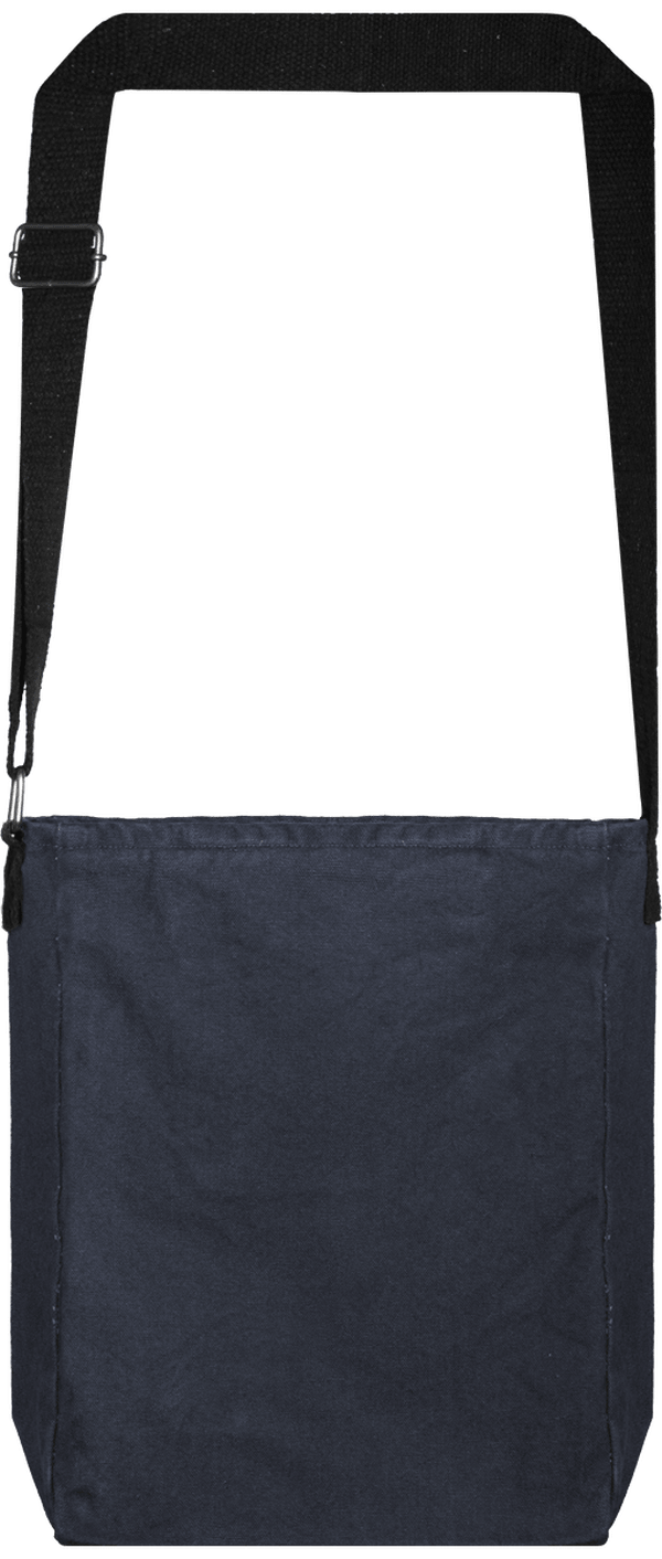 Sac Bandoulière En Coton | Brodé Et Flex Washed Blue Titanium