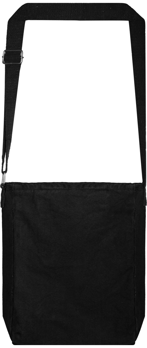 Sac Bandoulière En Coton | Brodé Et Flex Washed Black