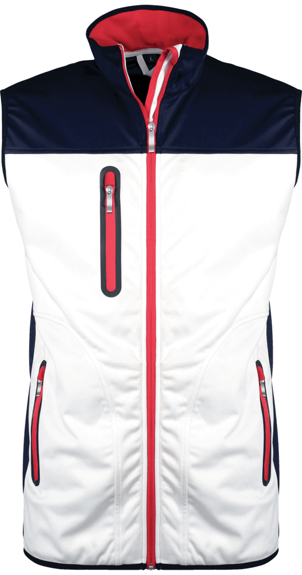Bodywarmer softshell tricolore homme face White / Navy / Red