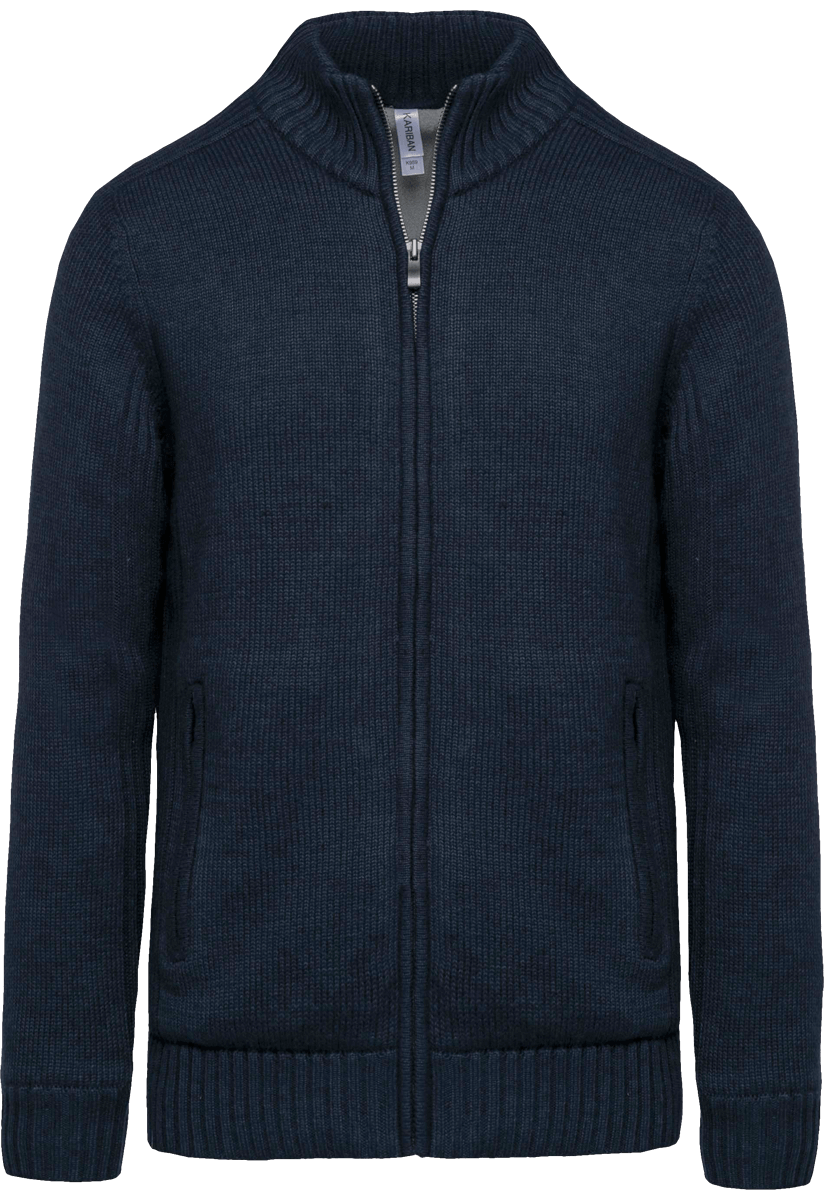 Herren Fleece-Cardigan | Personalisierung Durch Bestickung Navy Heather