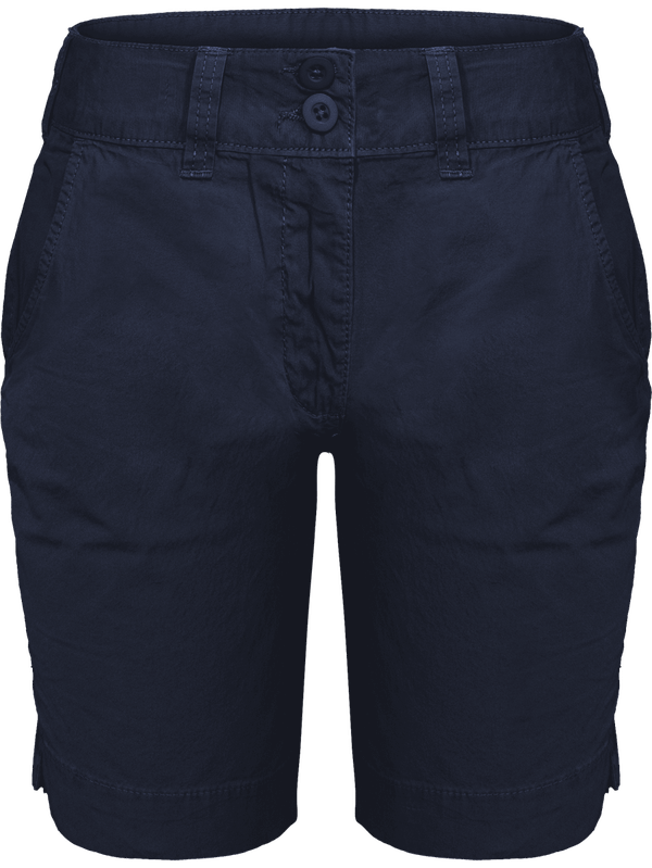 Bermuda Femme 100% Coton Canvas | Brodé Et Imprimé Washed Navy