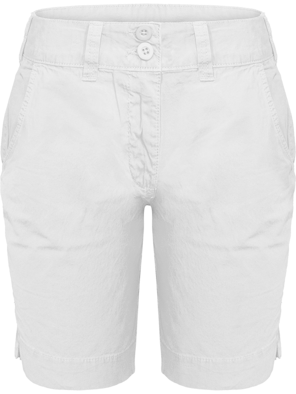 Bermuda Femme 100% Coton Canvas | Brodé Et Imprimé Washed White