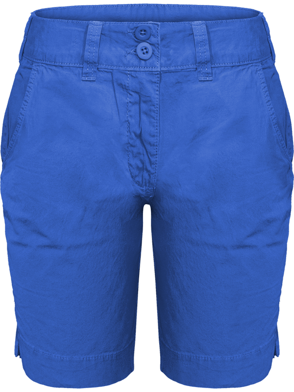 Bermuda Femme 100% Coton Canvas | Brodé Et Imprimé Washed Blue