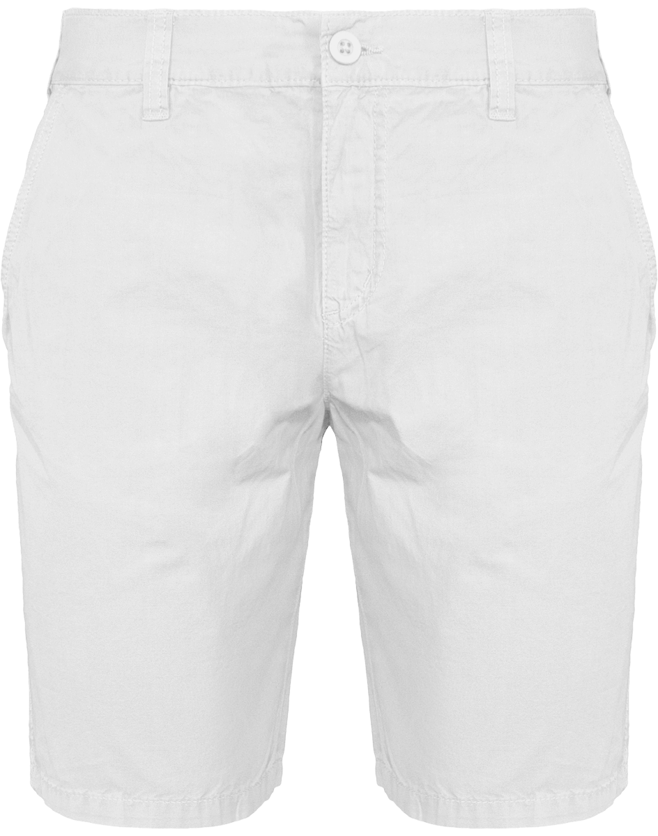 Bermuda Homme 100% Coton Canvas | Brodé Et Imprimé Washed White