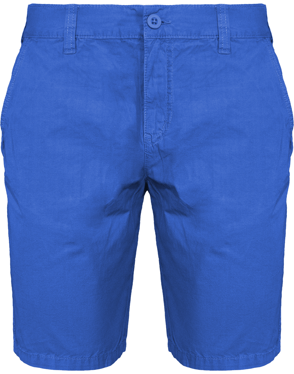 Bermuda Homme 100% Coton Canvas | Brodé Et Imprimé Washed Blue