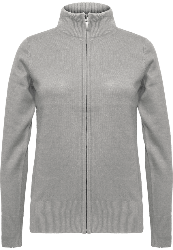 Cardigan Femme Avec Fermeture Zippée | Personnalisation En Broderie Grey Melange