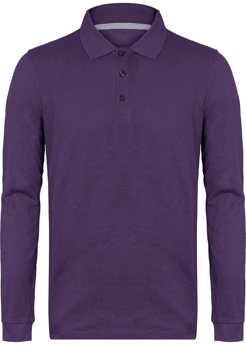 Polo Manches Longues Homme | 100% Coton Maille Piquée Purple