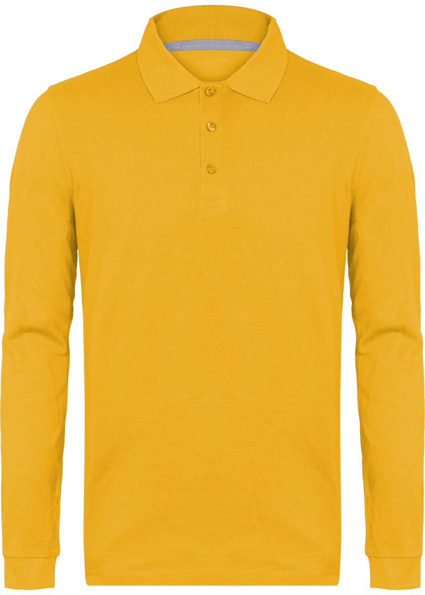 Polo Manches Longues Homme | 100% Coton Maille Piquée Yellow