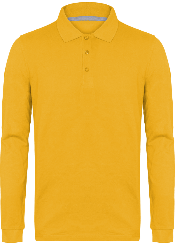 Polo Manches Longues Homme | 100% Coton Maille Piquée Yellow