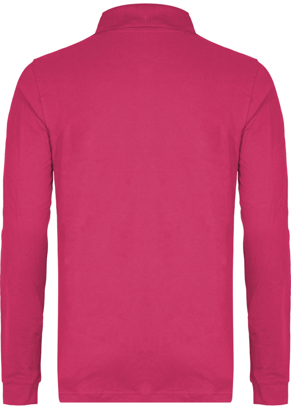 Polo manches longues homme dos Fuchsia