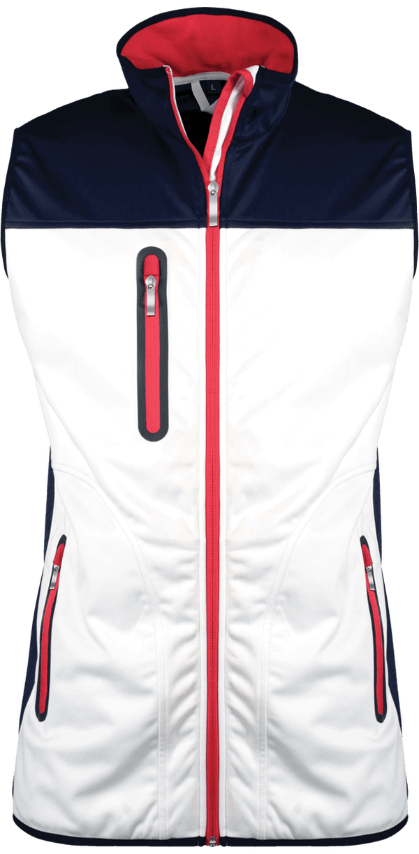 Bodywarmer softshell tricolore femme face White / Navy / Red