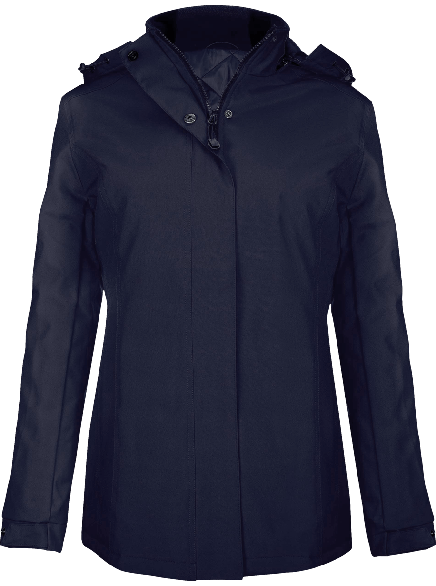 Damen Parka Aus 100% Polyester | Bestickt Und Flex Navy