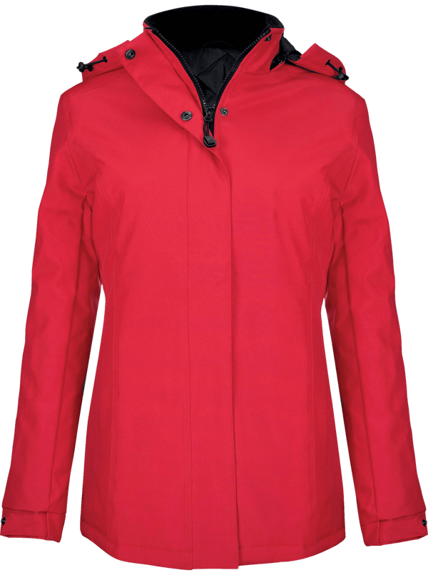 Damen Parka Aus 100% Polyester | Bestickt Und Flex Red