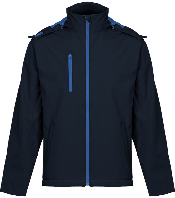 Softshell Homme À Capuche | Doublée Polaire | Broderie Et Impression Navy / Royal