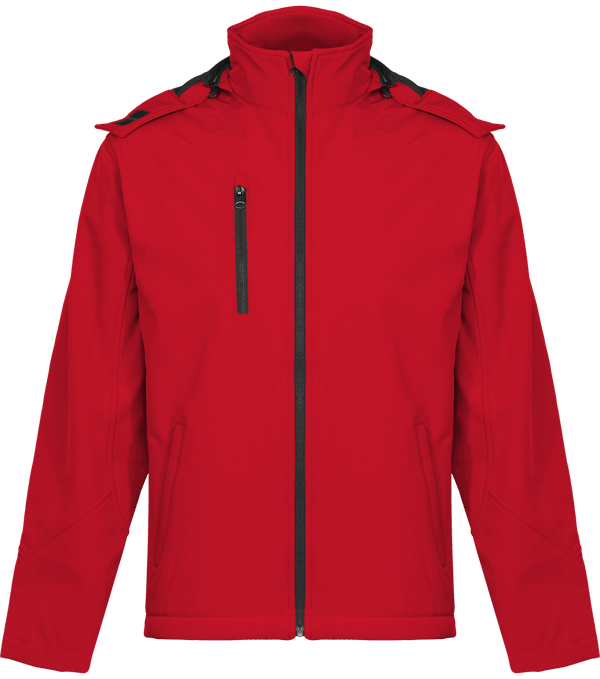 Softshell Homme À Capuche | Doublée Polaire | Broderie Et Impression Red / Black