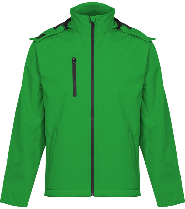 Softshell Homme À Capuche | Doublée Polaire | Broderie Et Impression Vivid Green / Black