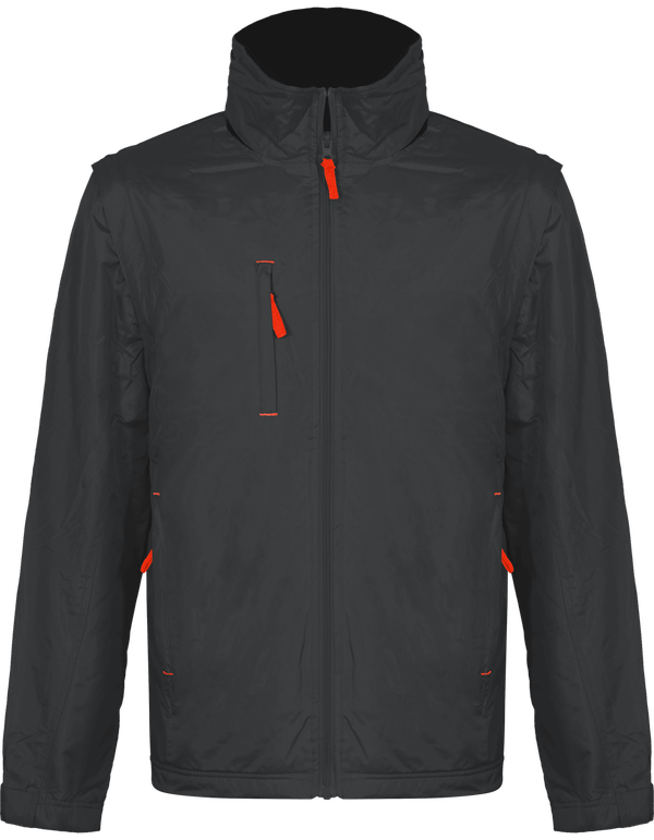 Blouson 2 En 1 | Manches Amovibles | Broderie Et Flex Dark Grey / Orange
