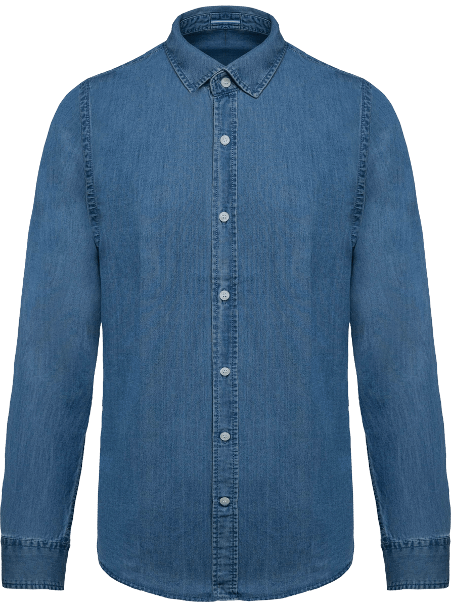 Chemise Homme En 100% Coton Denim | Broderie Et Impression  Chambray Blue