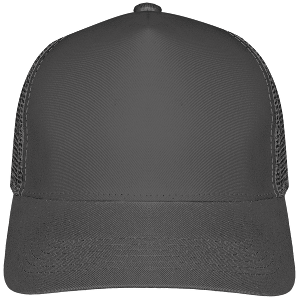 Customizable 6 Half Mesh Trucker Cap On Tunetoo Graphite Grey / Graphite Grey