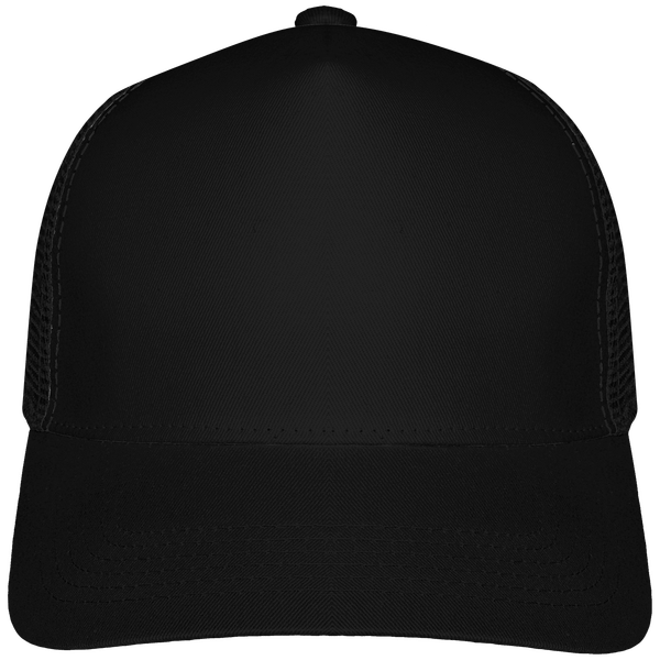 Customizable 6 Half Mesh Trucker Cap On Tunetoo Black