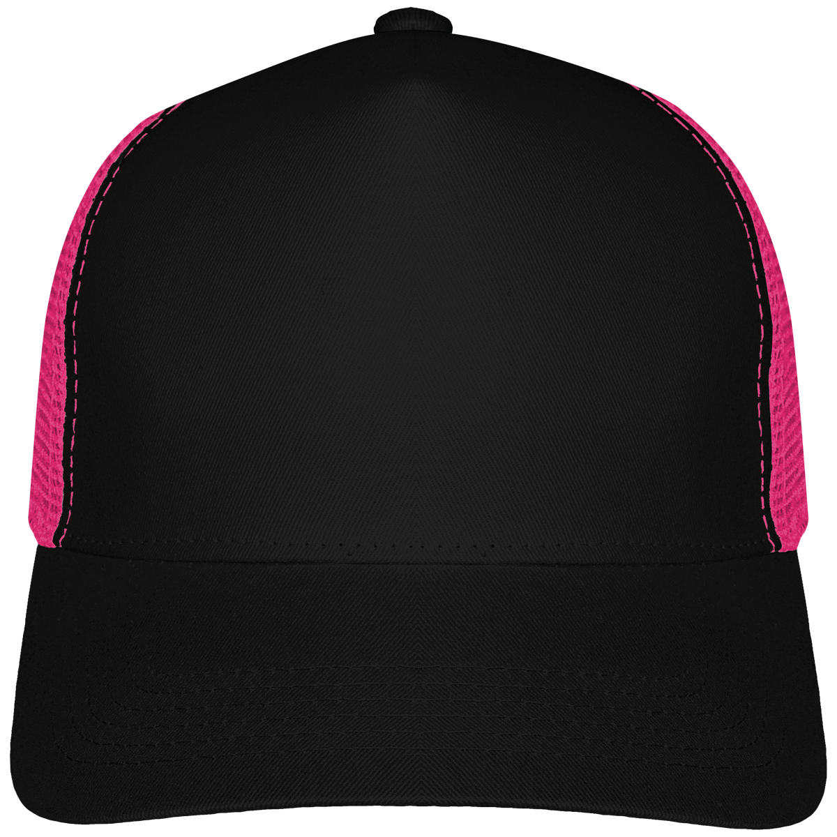 Casquette Trucker 6 Half Mesh Personnalisable Sur Tunetoo Black / Fuchsia