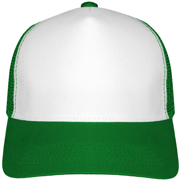 Customizable 6 Half Mesh Trucker Cap On Tunetoo Pure Green / White