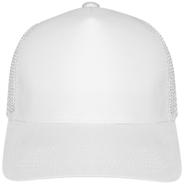 Customizable 6 Half Mesh Trucker Cap On Tunetoo White / White