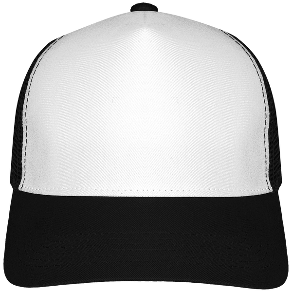 Customizable 6 Half Mesh Trucker Cap On Tunetoo Black / White