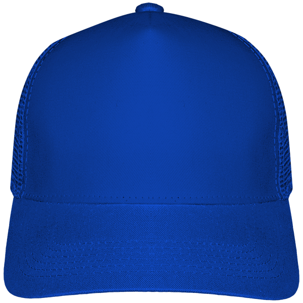 Customizable 6 Half Mesh Trucker Cap On Tunetoo Bright Royal / Bright Royal