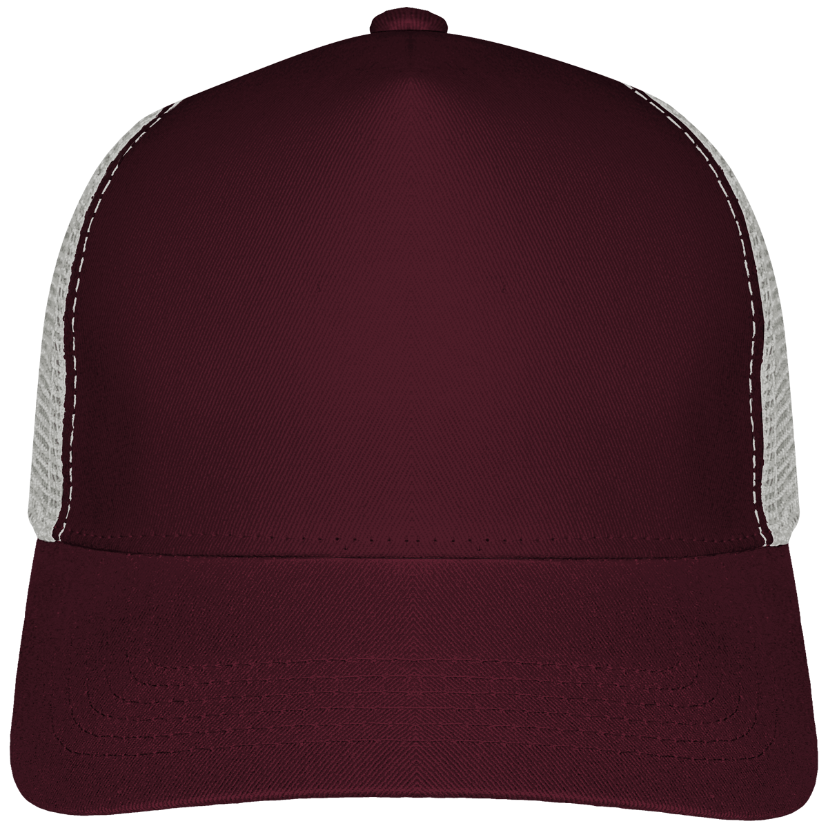 Customizable 6 Half Mesh Trucker Cap On Tunetoo Burgundy / Light Grey