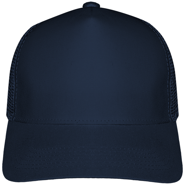 Customizable 6 Half Mesh Trucker Cap On Tunetoo French Navy / French Navy