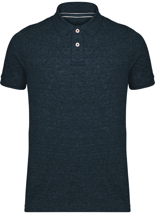 Polo Homme Vintage | Broderie Et Impression | 100% Coton Maille Piquée Night Blue Heather