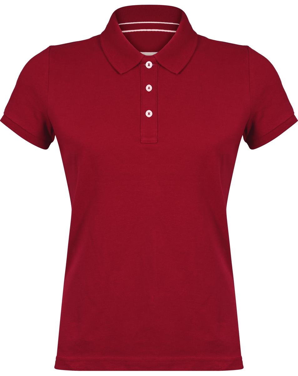 Polo Femme Vintage | Broderie Et Impression | 100% Coton Maille Piquée Vintage Dark Red